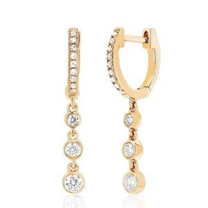 EF Collection Diamond Huggie With Three Bezel Drop Earring